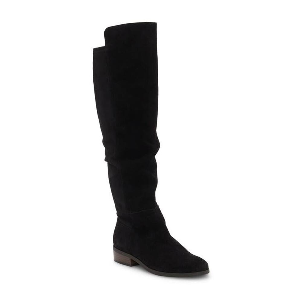 Lucky Brand Women's Suede Wide Calf Boots, Black Size 8.5M WC